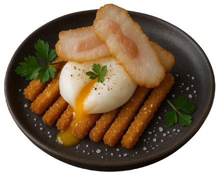 Ovos com Papada Curada e Palitos Doces